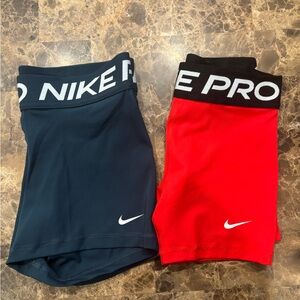 Nike Red and Black Athletic Shorts Performance Design